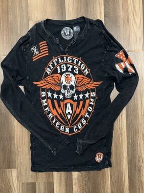 AFFLICTION 1973 American Customs Motorcycle Club Men’s XL Long Sleeve